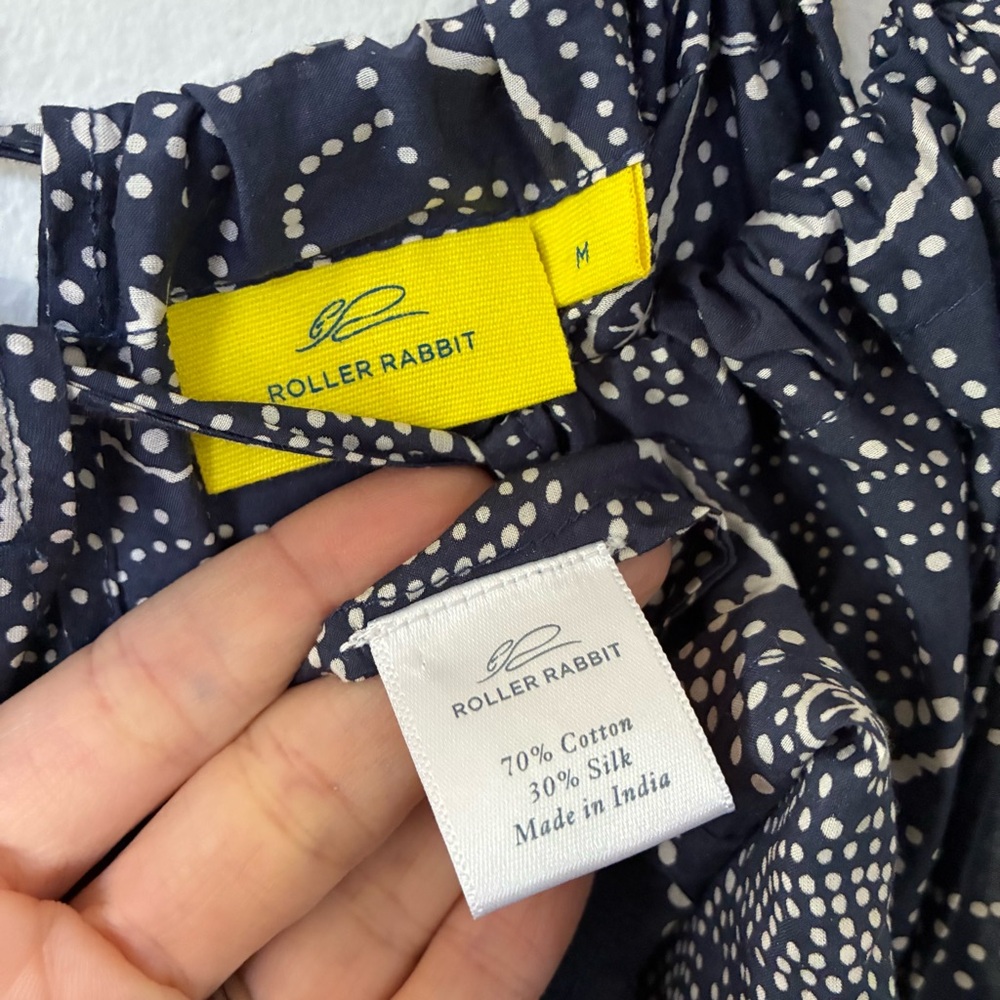 Roller Rabbit Silk Blend Blue Patterned Maxi Dress - image 3